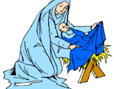 Disegno Nascita di Gesù Bambino pitturato su paola