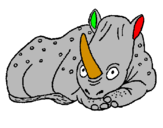 Disegno Rinoceronte  pitturato su giuseppe