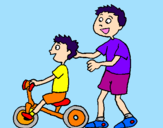 Disegno Triciclo pitturato su camilla