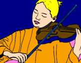 Disegno Violinista  pitturato su fr