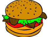 Disegno Hamburger completo  pitturato su erto