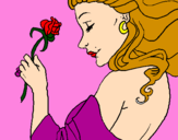 Disegno Principessa con una rosa pitturato su venere99