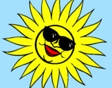 Disegno Sole con gli occhiali da sole pitturato su MARTINA