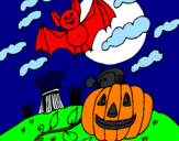 Disegno Halloween paesaggio pitturato su  FRANCESCO