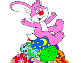 Disegno Coniglio di Pasqua pitturato su  viola