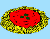 Disegno Spaghetti al formaggio  pitturato su er pupo