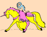 Disegno Principessa a cavallo di unicorno  pitturato su lulu