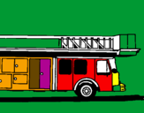 Disegno Camion dei pompieri con la scala pitturato su marco