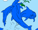 Disegno Delfini che giocano  pitturato su alessandra