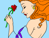 Disegno Principessa con una rosa pitturato su SARA