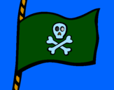 Disegno Bandiera dei pirati pitturato su leo
