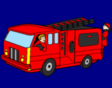 Disegno Pompieri sul camion  pitturato su manuel