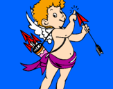 Disegno Cupido  pitturato su marta