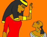 Disegno Madre e figlio egiziani pitturato su kiara