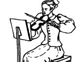 Disegno Dama violinista  pitturato su ciao