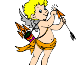 Disegno Cupido  pitturato su alina