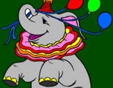 Disegno Elefante con 3 palloncini  pitturato su arianna