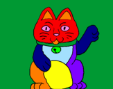 Disegno Gatto della fortuna pitturato su laura gue