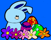 Disegno Coniglietto di Pasqua  pitturato su sophia