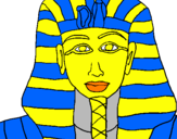 Disegno Tutankamon pitturato su fabio