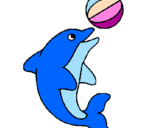 Disegno Delfino con una palla  pitturato su lisa