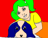 Disegno Bambina che abbraccia il suo cagnolino  pitturato su GRETA C