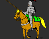 Disegno Cavallerizzo a cavallo  pitturato su antonio