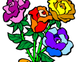 Disegno Mazzo di rose  pitturato su gaia