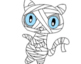 Disegno Mummia gatto scaraboechio pitturato su matteo