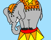 Disegno Elefante in scena  pitturato su matilde