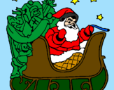 Disegno Babbo Natale alla guida della sua slitta pitturato su davide