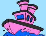 Disegno Barca sul mare  pitturato su francy