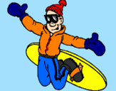 Disegno Salto con lo snowboard pitturato su STEFANO