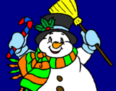 Disegno Pupazzo di neve con la sciarpa pitturato su diego05
