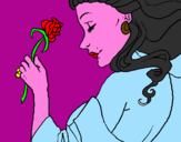 Disegno Principessa con una rosa pitturato su rita