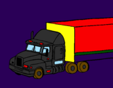 Disegno Camion trailer  pitturato su lu