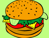 Disegno Hamburger completo  pitturato su margarita