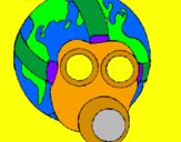 Disegno Terra con maschera anti-gas  pitturato su LUCA 2