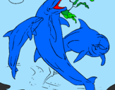 Disegno Delfini che giocano  pitturato su leonardo