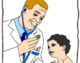 Disegno Medico con lo stetoscopio  pitturato su Laura