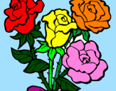 Disegno Mazzo di rose  pitturato su alessandro natale
