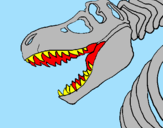 Disegno Scheletro di Tyrannosaurus rex pitturato su leonardo