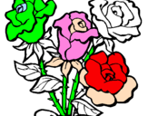 Disegno Mazzo di rose  pitturato su bonon