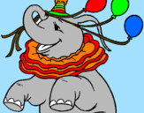 Disegno Elefante con 3 palloncini  pitturato su mich