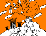 Disegno Halloween paesaggio pitturato su SIMONE M