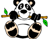 Disegno Orso panda  pitturato su mo
