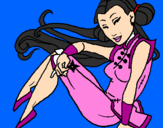 Disegno Principessa ninja  pitturato su Sara