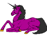 Disegno Unicorno seduto  pitturato su GIADA