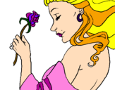 Disegno Principessa con una rosa pitturato su Laura