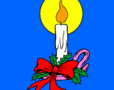Disegno Candela di Natale pitturato su benedetta